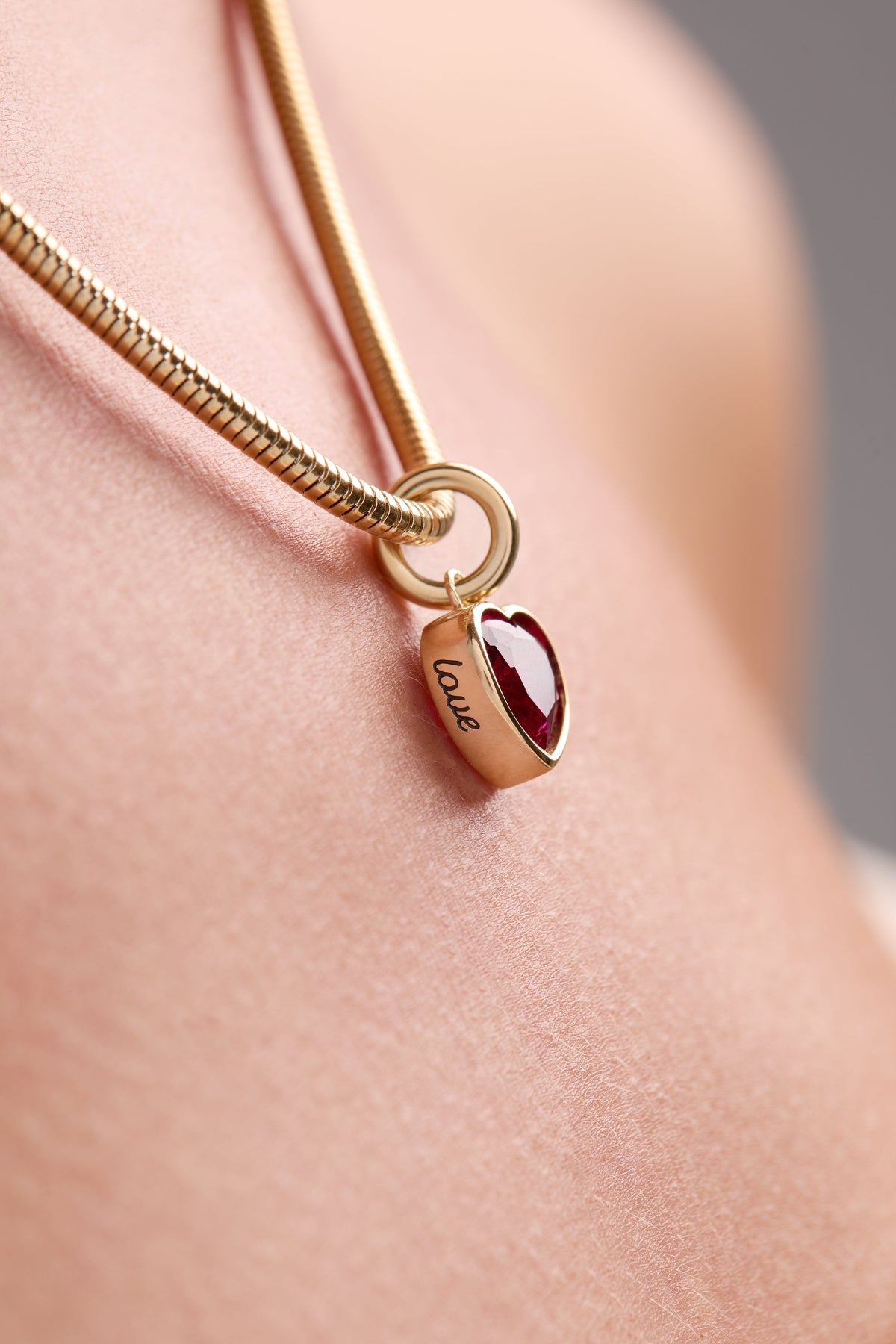 July 'Love' Heart Birthstone Charm